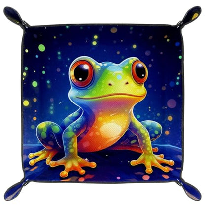 Cute Frog Dice Tray PU Leather Dice Rolling Tray Folding Dice Holder for Dice Games, Like RPG, DND and Other Table Games - color: Multi 4