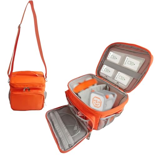 Travel Carrying Case Compatible with Yoto Player Bluetooth Speaker and Headphone Accessories, Card Holder Holds up to 80 Cards with Shoulder Strap, Bag Only (Orange) - color: Orange