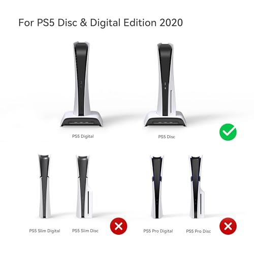 Cooling Station for PS5 Accessories, Vertical Stand with RGB for PS5 Disc & Digital Edition Console, 3-Level Cooling Fan, Dual Controller Charging Stand, Not for PS5 Slim and PS5 Pro