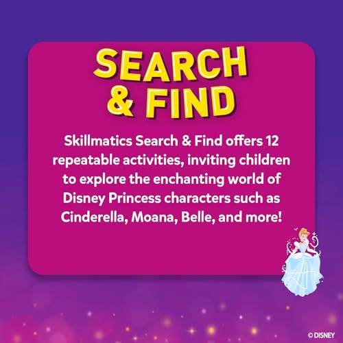 Skillmatics Search and Find Disney Princess Educational Game - Reusable Preschool Learning Activity, Perfect for Toddlers & Kids, Screen-Free Fun, Art & Crafts, Gifts for Boys & Girls Ages 3, 4, 5, 6 - style: 1. ⁠Search & Find Disney Princess