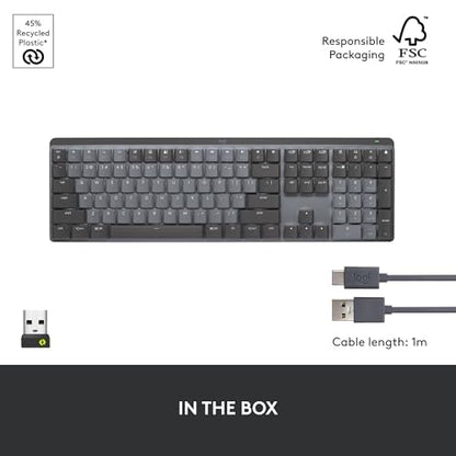 Logitech MX Mechanical Mini Wireless Illuminated Keyboard Tactile Quiet | Illuminated, backlit, Bluetooth, USB-C, macOS, Windows, Linux, iOS, Android - size: Compact, style: Tactile (quiet typing)