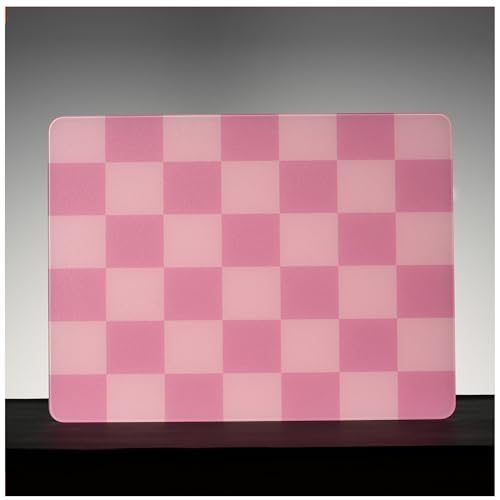 Glass Mousepad, XVX Pink Checkerboard Tempered Large Hard Mouse Mat 410mm×310mm, Ultra-Smooth Glass Surface for Speed & Precision Control - color: Pink