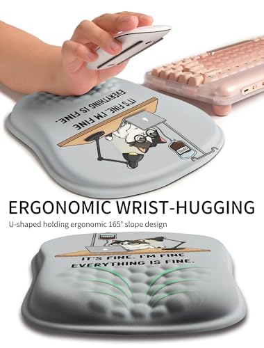 Hokafenle Ergonomic Wrist-Hugging Mouse Pad Wrist Support, U-Shaped Holding Wrist Rest Mousepad for Carpal Tunnel Pain Relief with Cushioned Memory Foam Slope Massage Bulge (10.2x8.3 in,It is fine) - color: It is Fine