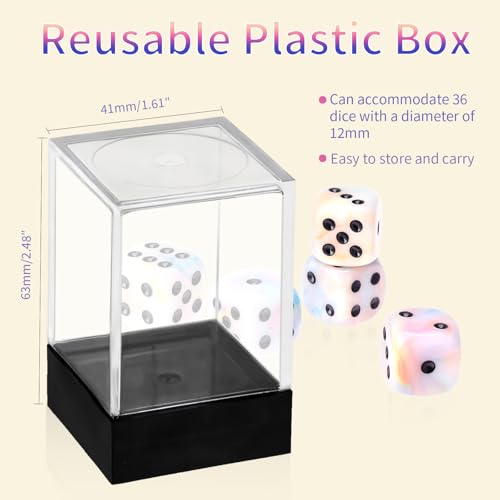 36 Pieces 12mm 6 Sided Mini Dice Set,Mixed ColoursD6 Game Dice Set,6 Sided Standard Game Dice for Board Games Dice Games Classroom Teaching Dices Game,with Portable Gaming Box(Yellow Blue Purple) - color: D6-orange Yellow Blue Purple