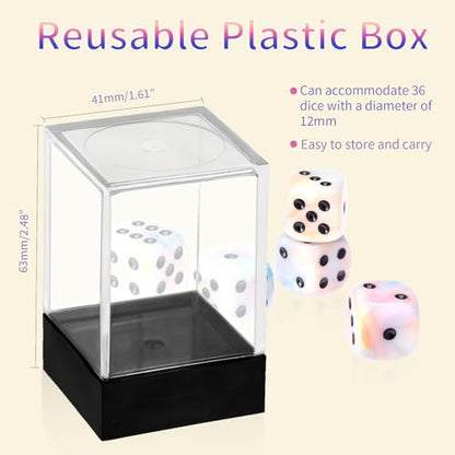 36 Pieces 12mm 6 Sided Mini Dice Set,Mixed ColoursD6 Game Dice Set,6 Sided Standard Game Dice for Board Games Dice Games Classroom Teaching Dices Game,with Portable Gaming Box(Yellow Blue Purple) - color: D6-orange Yellow Blue Purple