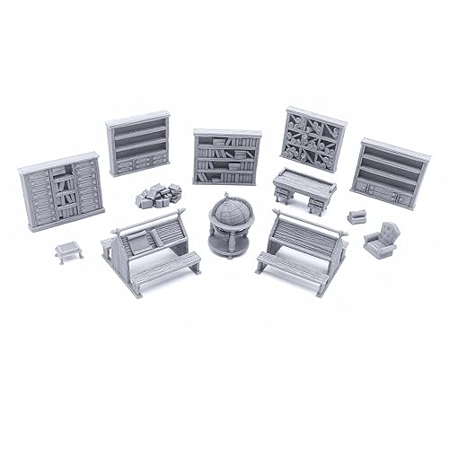 Library Furniture - DND Terrain Compatible with Dungeons and Dragons, 28mm Miniature Wargaming, Tabletop RPGs, Wargame Scenery