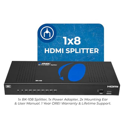 8K HDMI Splitter 1x8 – 48Gbps HDMI 2.1 Splitter 8 Port, 8K@60Hz 4K@120Hz, HDR Dolby Vision, HDCP 2.3, Downscaling 8K to 4K 1080p, Powered HDMI Splitter for TV Gaming Display - size: 8K Splitters 1x8
