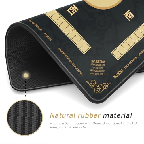 2F22E Mahjong Mat - Non-Slip Noise Reduction Gaming Mat 32.4x32.4 Inch for Mahjong/Poker/Board Games/Card Games/Dominoes (Black) - color: Black