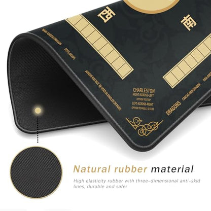 2F22E Mahjong Mat - Non-Slip Noise Reduction Gaming Mat 32.4x32.4 Inch for Mahjong/Poker/Board Games/Card Games/Dominoes (Black) - color: Black
