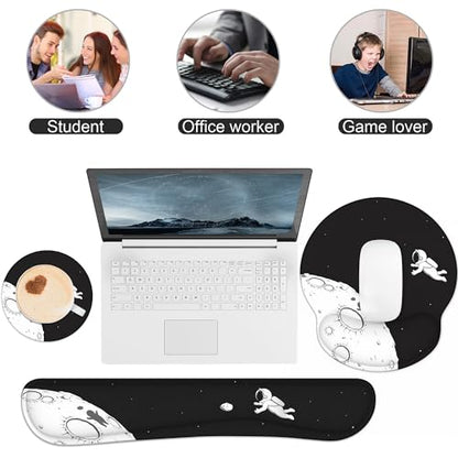 Ergonomic Mouse Pad with Wrist Rest and Keyboard Wrist Rest, Mousepad and Wrist Rest for Computer Keyboard, Pain Relief, Non-Slip Rubber Base, Mouse Pad with Wrist Support for Gaming, Astronaut - color: Astronaut