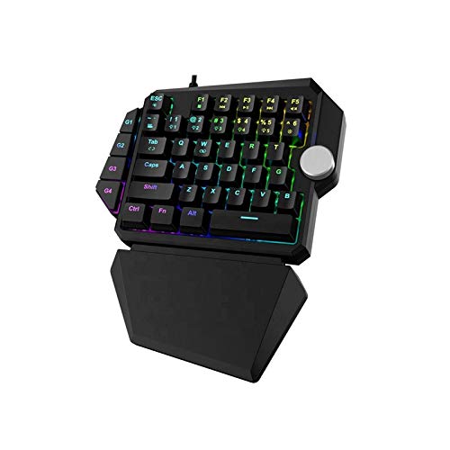 Mini Gaming Keyboard, One Handed RGB Mechanical Gaming Keyboard with 4 Onboard Macro Keys, Detachable Wrist Rest, for PC Laptop Computer