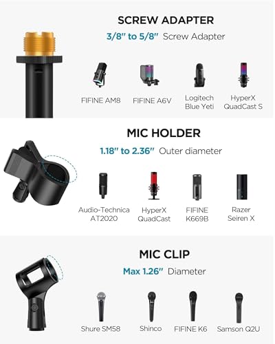 InnoGear Mic Stand Floor Microphone Stand with Boom Arm for Singing | Height Adjustable, Detachable, Portable for Travel, Stable Base, Work with Blue Yeti Shure SM58 Samson Q2U Fifine K669B