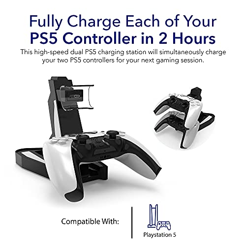 Charging Dock Station for PlayStation 5 Controllers - Vertical Controller Charger Stand, Dual Ports PS5 Charging Dock, Overcharge Protection PS5 USB Charging Station