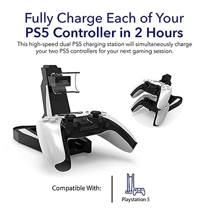 Charging Dock Station for PlayStation 5 Controllers - Vertical Controller Charger Stand, Dual Ports PS5 Charging Dock, Overcharge Protection PS5 USB Charging Station