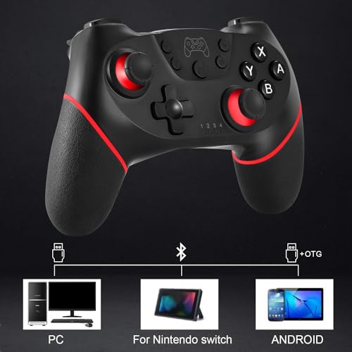 ASTARRY Switch Controller Wireless Switch Pro Controller Compatible with Switch/Switch Lite/Switch OLED Programmable Remote Gamepad Joystick with Wake-up and Turbo (Red) - color: Red