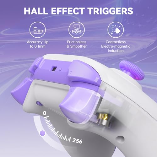 Mytrix Switch Pro Controller with Charging Dock, Wireless Controllers for Nintendo Switch/Switch 2/OLED, Hall Effect Joystick/Trigger, RGB Lighting, Turbo/Macro Button, for PC, iPad - Raiden Design - color: Purple