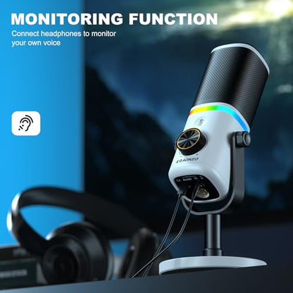 Microphone for PC, AK-10 USB/XLR Dynamic Desktop Microphone for Gaming,Podcast,Streaming with RGB Light,Volume Control,Mute Button,Noise Reduction - color: Black