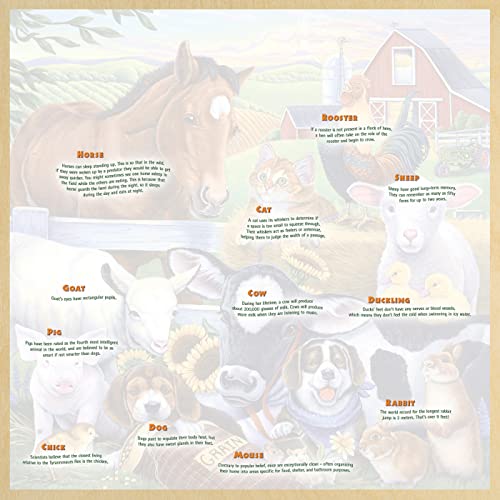 Masterpieces 48 Piece Fun Facts Jigsaw Puzzle for Kids - Farm Friends Wood Puzzle - 12"x12" - style: Farm Friends