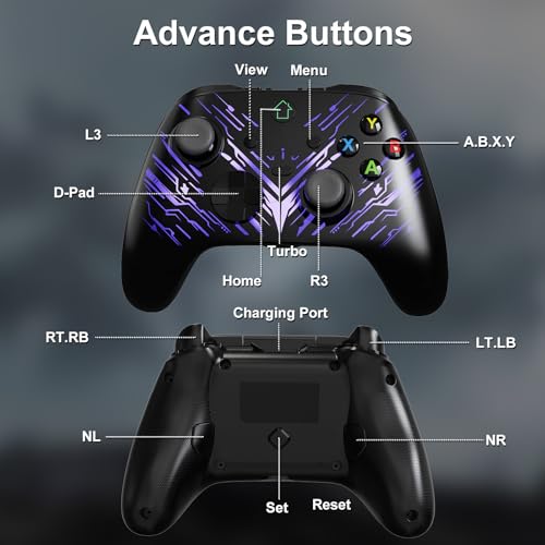 SWVOE X box 1 Controller, Gaming Remote for all series of X-box One Host and PC Win10+ with Programming Buttons, Turbo, LED Light, Firmware Upgrade Required From Third Party