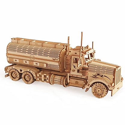 3D Wooden Puzzle - Wood Mechanical Tank Truck Model Kits - Coin Bank Crafts Model - Wooden STEM DIY Brain Teaser Puzzles, 3D Puzzle for Birthday Adults & Teens - style: Tank Truck