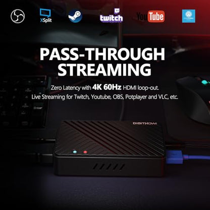 4K Video Capture Card, HDMI to USB3.0 Live Gamer Capture Card Full HD 1080P 60fps, Ultra-Low Latency for Streaming and Recording, Work with Nintendo Switch, PS5, PS4, Xbox One, PC