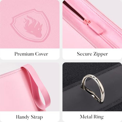 Fabmaker 9 Pocket Card Binder, PU Cover Trading Card Binder Holds 756 Cards | Premium 3 Ring Zipper Card Binder, Portable Baseball Card Binder, Collection Album for Game & Sport Cards, Cartoon Style - color: Cartoon Style
