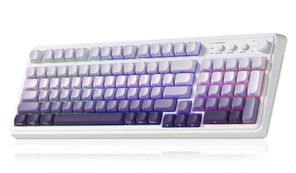 AULA S99 Wireless Keyboard,Bluetooth Computer Gaming Keyboards | 99 Keys with Number Pad,RGB Backlit,Programmable,Creamy Sounding,Tri-Mode BT/2.4GHz/USB-C,2000mAh Thocky Membrane Keyboard - color: Gradient Purple
