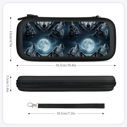 PPIKTC Portable Protective Carrying Case Compatible with Nintendo Switch, Full Moon Wolf Hard Shell Shockproof Storage Bag with 15 Games Accessories - color: Design (329)