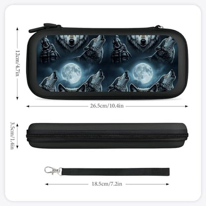 PPIKTC Portable Protective Carrying Case Compatible with Nintendo Switch, Full Moon Wolf Hard Shell Shockproof Storage Bag with 15 Games Accessories - color: Design (329)