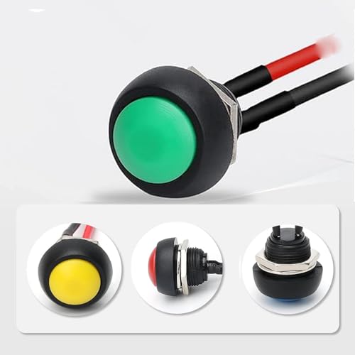 Gebildet 6pcs 12mm 3A/250VAC Prewired Waterproof Momentary Push Button SPST ON/OFF, Lockless Mini Round Button for Car Trumpet, PC, Home Doorbell - style: E428