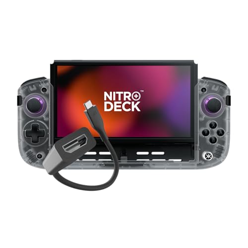 CRKD Nitro Deck+ with HDMI Adapter - Handheld Pro Controller for Nintendo Switch & OLED Model - TV Dockable - Programmable Sidekicks & Back Buttons - True Collection System (Clear White Edition) - color: Clear White Edition