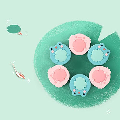 GeekShare Cute Animal Theme Silicone Joycon Thumb Grip Caps,Compatible with Nintendo Switch/OLED/Switch Lite,4PCS - Frog & Axolotl - color: Frog & Axolotl