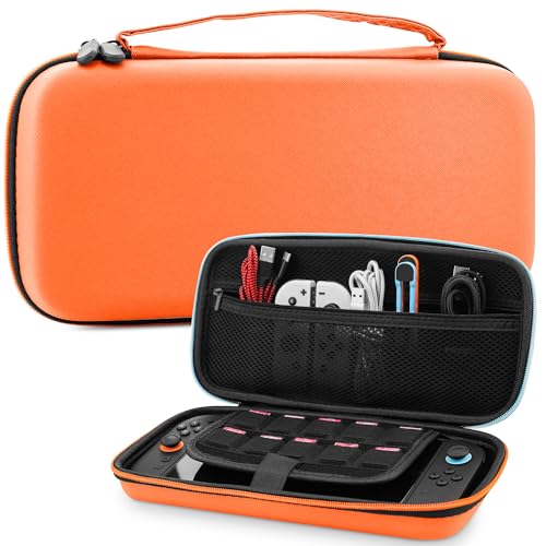 GLDRAM Orange Carrying Case for Nintendo Switch 2 (2025), Durable Hard Shell Protective Travel Bag with Expanded Accessory Compartment & Game Cartridge Case Portable Storage Pouch for Switch 2 - color: Orange