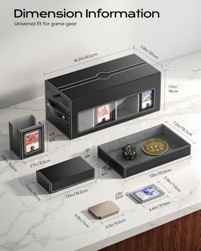 MoKo Commander Deck Box for MTG with Handle & Dice Tray, 8+2 Modular Design | 8-Deck Modular Card Case, Magnetic Holders & Dividers Included, Holds 1040+Double-Sleeved Cards, Playmat Storage, Fit TCG/EDH - color: Black Grey