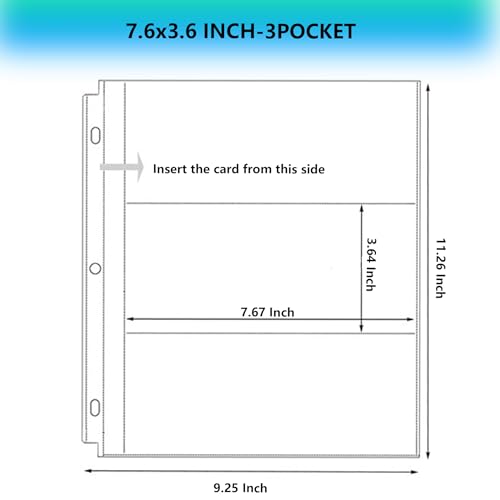 25 Pack （7.6x3.6inch ） 3 Pockets Currency Sleeves for 3 Ring Binder | Currency Collection Sleeves, Cash Collecting Album Refill Page, for Collecting Dollar Bills, Paper Money,and Coupons - size: 7.6x3.6inch-3pocket, style: 25 pack