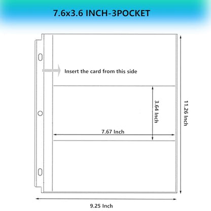50 Pack （7.6x3.6inch ） 3 Pockets Currency Sleeves for 3 Ring Binder | Currency Collection Sleeves, Cash Collecting Album Refill Page, for Collecting Dollar Bills, Paper Money,and Coupons - size: 7.6x3.6inch-3pocket, style: 50 pack