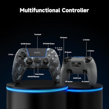 ASRVA Gray Camouflage Wireless Gaming Controller for PS5/ PC/Steam & Mobile, Hall Effect Joystick & Triggers, 6-Axis Gyro, 1000mAh Battery, Programmable Back Buttons - color: Gray Camouflage