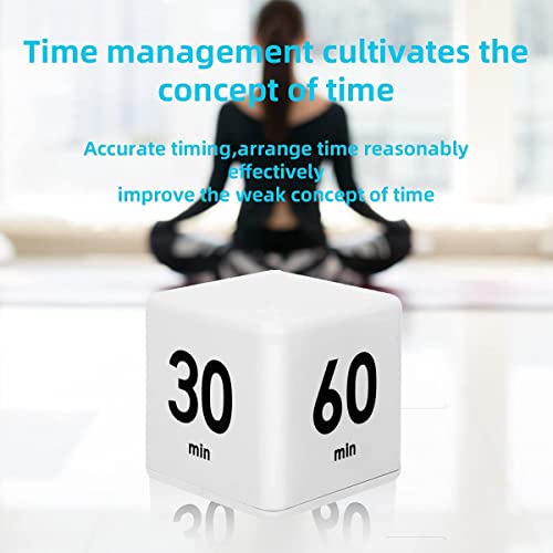 JOYIT 2 Pcs Cube Timer Set - 2.6 Inch Gravity Sensor Flip Digital Timers for Countdown and Time Management, Featuring 1-10 Minute and 15-60 Minute Settings for Kids and Adults - color: White 2pcs