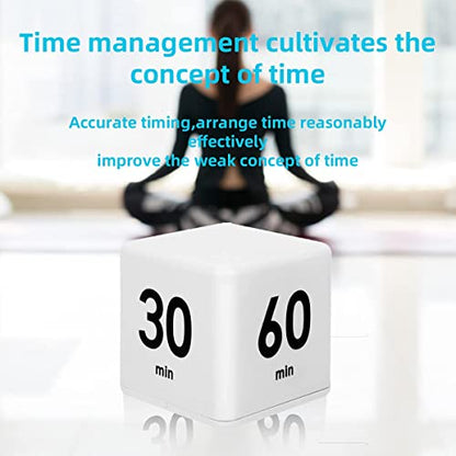 JOYIT 2 Pcs Cube Timer Set - 2.6 Inch Gravity Sensor Flip Digital Timers for Countdown and Time Management, Featuring 1-10 Minute and 15-60 Minute Settings for Kids and Adults - color: White 2pcs