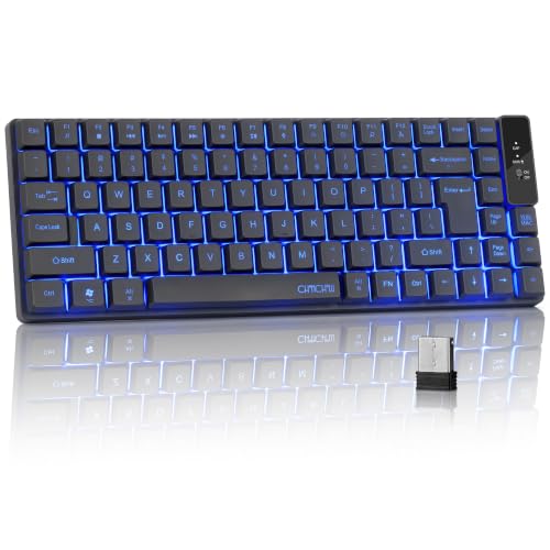 CHONCHOW Wireless Keyboard, Rechargeable Mini Quiet Keyboard, Thin Tenkeyless Design, 87 Key RGB Backlit, Small Compact Keyboard, Light Up Mechanical Feel Keyboard for Xbox PS4 PS5 PC Laptop Gamer