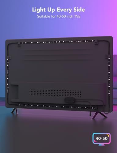 Govee Smart TV LED Backlight Strip, RGBIC for 40-50inch TVs | Music Sync, Wi-Fi Bluetooth & App Control, Works with Alexa & Google Assistant, 77 Scene Modes, Adapter