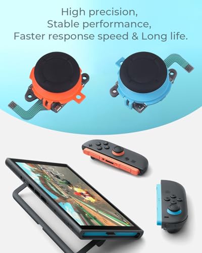Semaiki for Nintendo Switch 2 Joy-con Joysticks Replacment, 3D Analog Joystick Thumb Caps with Screwdriver, Pry Tool, Tweezer,Anti-Drift Switch 2 Joysticks Parts and Repair Tool Kits