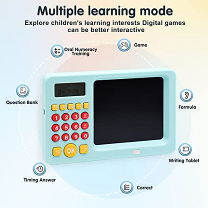Math Games for Kids Ages 5 6 7 8, LCD Writing Tablet for Kids Educational Math Learning Games, Birthday Gifts for Boys Girls (Blue) - color: Math Writing Tablet