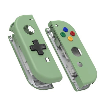 eXtremeRate Matcha Green Housing (D-Pad Version) with Colorful Buttons for Joycon Handheld Controller, DIY Replacement Shell Case for Nintendo Switch & Switch OLED [Only The Shell, NOT The Joycon] - color: Matcha Green