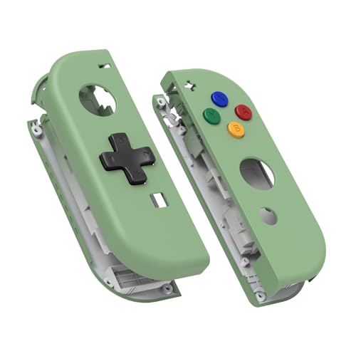 eXtremeRate Matcha Green Housing (D-Pad Version) with Colorful Buttons for Joycon Handheld Controller, DIY Replacement Shell Case for Nintendo Switch & Switch OLED [Only The Shell, NOT The Joycon] - color: Matcha Green