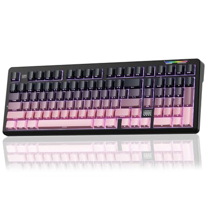 LINGBAO K98 - 96% Wireless Mechanical Keyboard, Tri-Mode BT5.0/2.4GHz/USB-C, Creamy Keyboard with Number Pad, Gasket Hot Swappable Linear Switches RGB Backlit Gaming Keyboards for Win/Mac/PC, (Pink) - color: K98 | 10000mAh | Gradient Black Pink