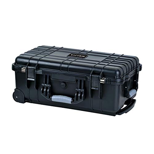 MEIJIA Rolling Waterproof Hard Protective Case, Hard Camera Case with Retractable Pull Handle and Wheels,Customizable Fit Foam Inserted, Black, 22.83 x 17.91 x 10.31 inches - size: 22.83 x 17.91 x 10.31 inches