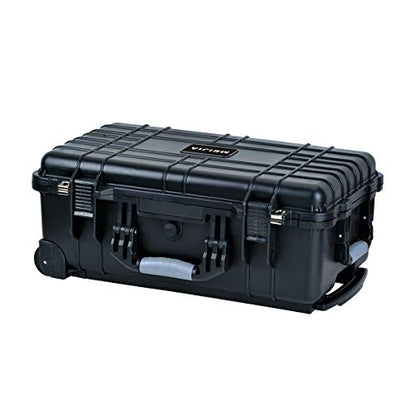 MEIJIA Rolling Waterproof Hard Protective Case, Hard Camera Case with Retractable Pull Handle and Wheels,Customizable Fit Foam Inserted, Black, 22.83 x 17.91 x 10.31 inches - size: 22.83 x 17.91 x 10.31 inches