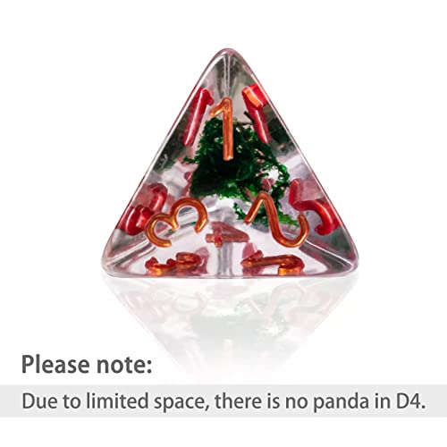 Cusdie 7-Die Dice DND, Polyhedral Dice Set Filled with Animal, for Role Playing Game D&D Dice (Panda w/Bamboo) - color: Orange