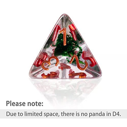 Cusdie 7-Die Dice DND, Polyhedral Dice Set Filled with Animal, for Role Playing Game D&D Dice (Panda w/Bamboo) - color: Orange